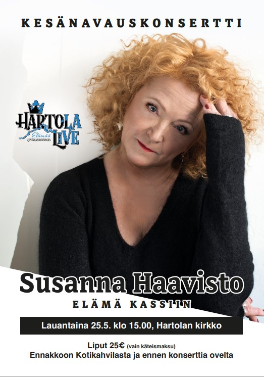 kuvassa Susanna Haavisto ja konsertin mainosteksti