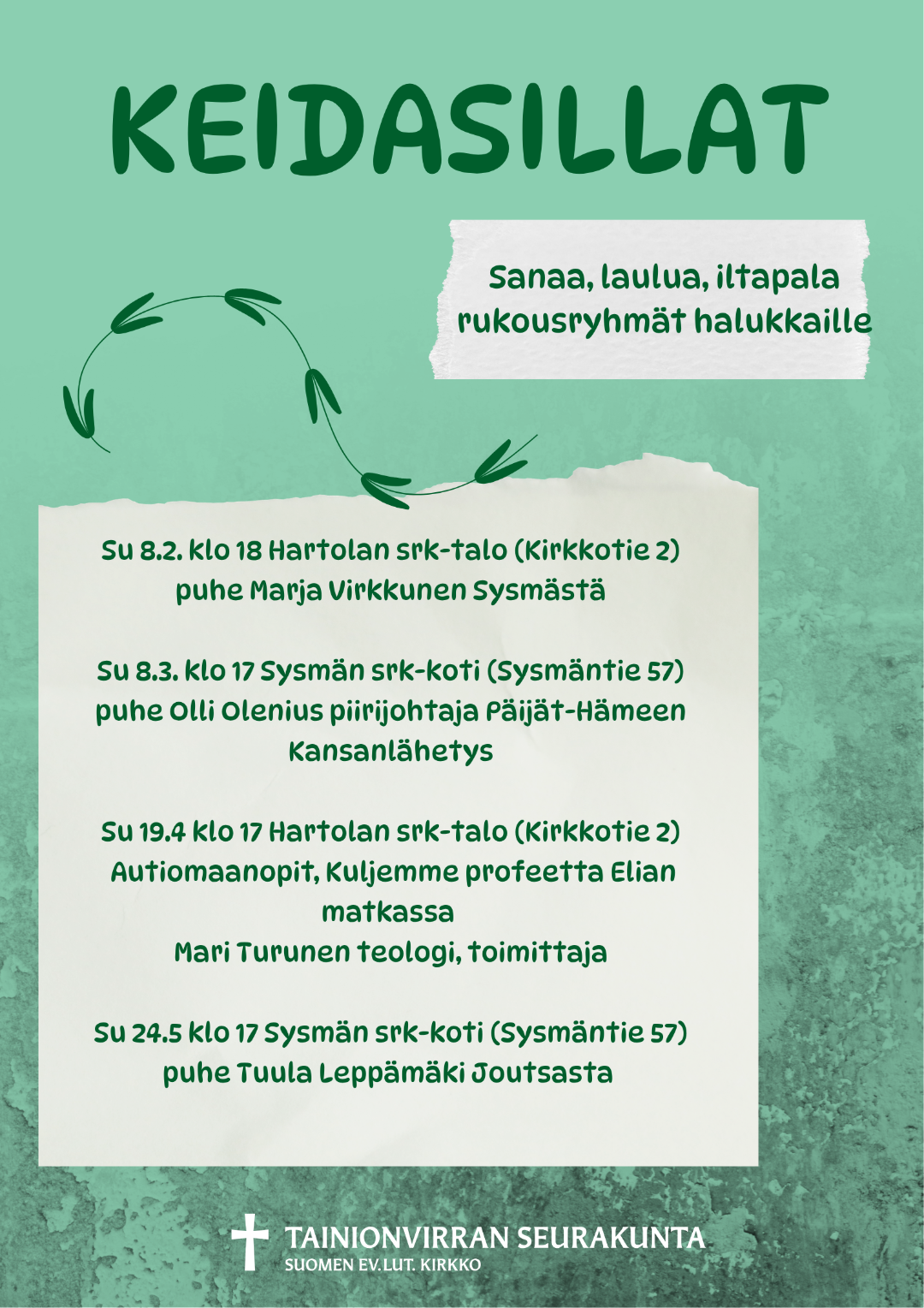 mainosteksti vihreällä pohjalla